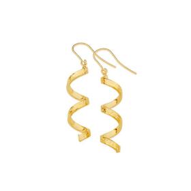 9ct-Gold-Diamond-Cut-Square-Tube-Spiral-Hook-Earrings on sale