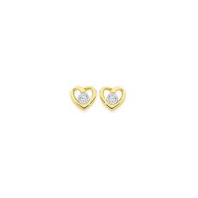 9ct+Gold+Diamond+Heart+Stud+Earrings