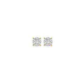 9ct+Gold+Diamond+Small+Cluster+Stud+Earrings