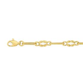 9ct+Gold+19cm+Solid+Open+Knot+%26amp%3B+Paperclip+Bracelet