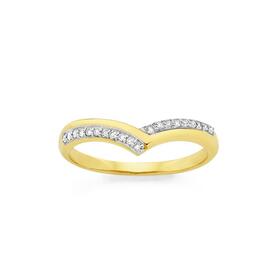 9ct+Gold+Diamond+Curved+Band