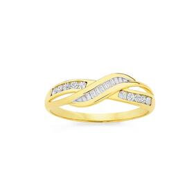 9ct+Gold+Diamond+Crossover+Ring