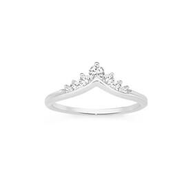 Silver-Cubic-Zirconia-V-Ring on sale