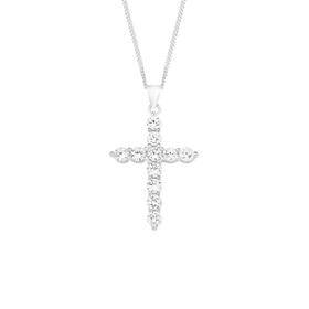 Sterling+Silver+Large+Claw+Set+Cubic+Zirconia+Cross+Pendant