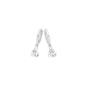 Silver-6mm-Heart-CZ-Drop-On-Huggie-Earrings on sale