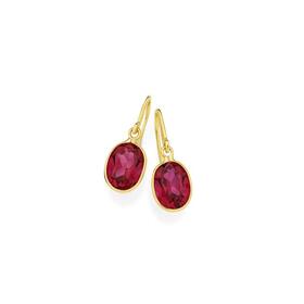 9ct-Gold-Created-Ruby-Bezel-Hook-Earrings on sale