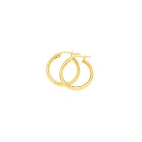 9ct+Gold+4x15mm+Polished+Half+Round+Hoop+Earrings