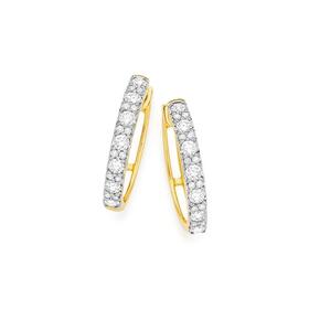 9ct-Gold-Diamond-Claw-Set-Huggie-Earrings on sale