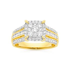 Alora+10ct+Gold+1+Carat+TW+Lab+Grown+Diamond+Cushion+Cluster+Ring