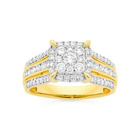 Alora-10ct-Gold-1-Carat-TW-Lab-Grown-Diamond-Cushion-Cluster-Ring on sale