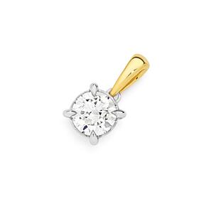 Alora+10ct+Two+Tone+Gold+1%2F2+Carat+Solitaire+Lab+Grown+Diamond+Pendant