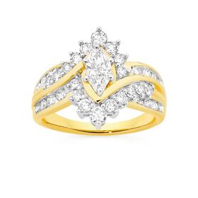 Alora-10ct-Gold-Lab-Grown-Diamond-Fancy-Marquise-Cluster-Ring on sale