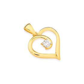 Alora+10ct+Gold+15+Point+Solitaire+Lab+Grown+Diamond+Heart+Pendant