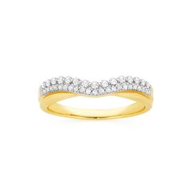 9ct+Gold+Diamond+Curved+Band