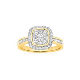 9ct+Diamond+Cushion+Shape+Ring