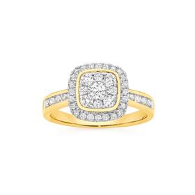 9ct-Diamond-Cushion-Shape-Ring on sale
