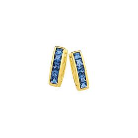 9ct+Gold+Created+Sapphire+Huggie+Earrings