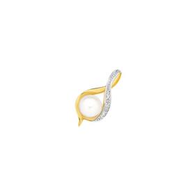 9ct-Gold-Cultured-Freshwater-Pearl-Diamond-Slider-Pendant on sale