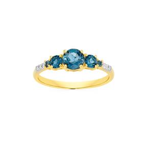 9ct+Gold+London+Blue+Topaz+%26amp%3B+Diamond+Ring