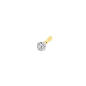 9ct+Gold+Diamond+Cluster+Pendant