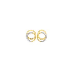 9ct+Gold+Diamond+Interlock+Circle+Stud+Earrings