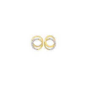 9ct-Gold-Diamond-Interlock-Circle-Stud-Earrings on sale