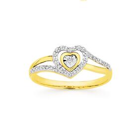 9ct+Gold+Diamond+Heart+Dress+Ring