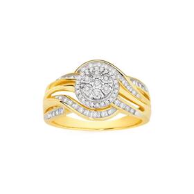 9ct+Gold+Diamond+Cluster+Wrap+Ring