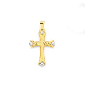 9ct+Gold+Two+Tone+Celtic+Cross+Pendant