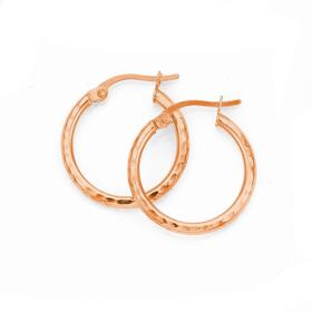 9ct-Rose-Gold-2x15mm-Diamond-cut-Hoop-Earrings on sale