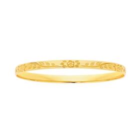 9ct-Gold-65mm-Solid-Engraved-Bangle on sale