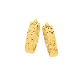 9ct+Gold+10mm+Diamond-Cut+Sparkle+Huggie+Earrings