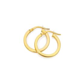 9ct+Gold+2x15mm+Square+Tube+Hoop+Earrings