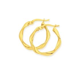 9ct-Gold-3x15mm-Ribbon-Twist-Hoop-Earrings on sale