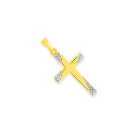 9ct-Gold-Two-Tone-Cross-Pendant on sale