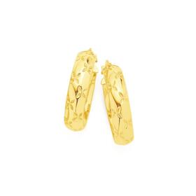 9ct-Gold-5x15mm-Diamond-Cut-Hoop-Earrings on sale