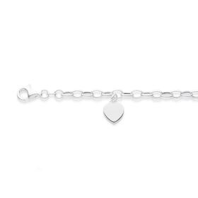 Silver-19cm-Heart-Charm-Oval-Belcher-Bracelet-Made-In-Italy on sale