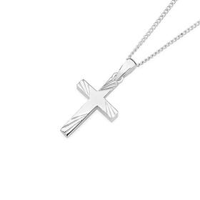 Sterling+Silver+20mm+Diamond+Cut+Ends+Cross+Pendant