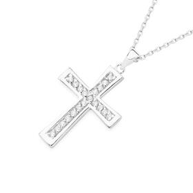 Sterling-Silver-20mm-Cubic-Zirconia-Cross-Pendant on sale