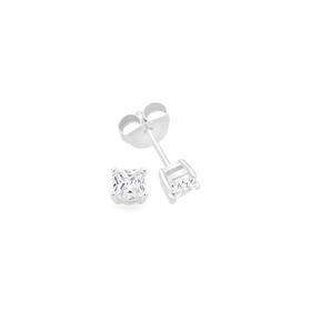 Sterling+Silver+4mm+Cushion+Cubic+Zirconia+Studs