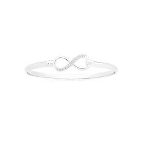 Sterling+Silver+Cubic+Zirconia+Infinity+Bangle