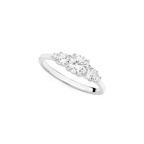 Sterling-Silver-Five-Round-Cubic-Zirconia-Dress-Ring on sale