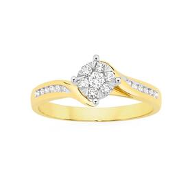 9ct-Gold-Diamond-Round-Cluster-Ring on sale
