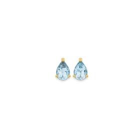 9ct-Gold-Sky-Blue-Topaz-Pear-Stud-Earrings on sale