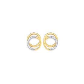 9ct-Gold-Diamond-Double-Circle-Stud-Earrings on sale