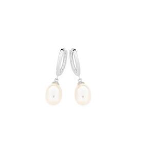 Silver-Pearl-Drop-On-Huggie-Earrings on sale