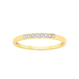 9ct+Gold+Diamond+Fine+Bar+Band