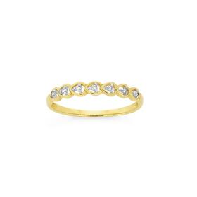 9ct+Gold+Diamond+Multi+Hearts+Band