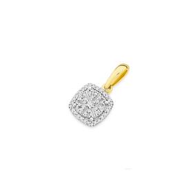 9ct-Gold-Diamond-Cushion-Cluster-Pendant on sale