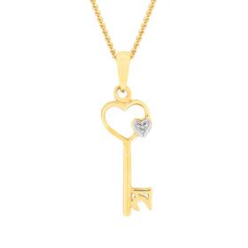 9ct-Gold-Diamond-21-Heart-Key-Pendant on sale